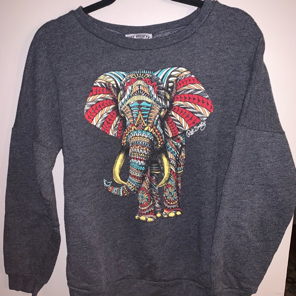 Aztec Elephant Gray Crewneck